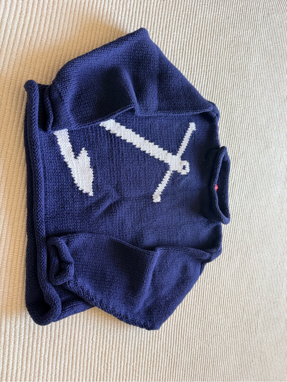 Navy Knit kids Sweater with White anchor Graphic